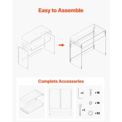 Kaksitasoinen läpinäkyvä akryylipöytä 40 x 85 x 75 cm yöpöytä