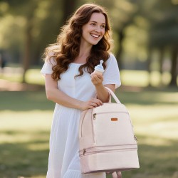 Rintapumppureppu polyesterinen ulkopinta eristetty vedenpitävä alaosa vaaleanpunainen mukana kylmäkallet