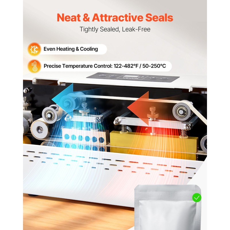 Jatkuvatoiminen muovipussien suljentakone 0,06–0,2 mm paksuille digitaalinen lämpötilansäätö