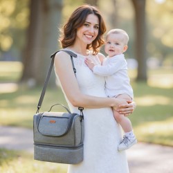 Kantolaukku rintapumpulle polyesteri eristetty alaosa kylmäpakkaukset vesitiivis alusta harmaa