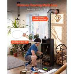 Hormin puhdistussarja nailonvarsilla yhdeksänmetrin alumiiniseosharjalla ja suojalaseilla