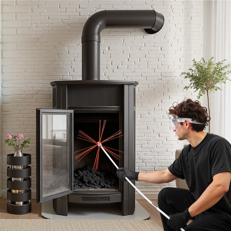 Hormin puhdistussarja nailonvarsilla yhdeksänmetrin alumiiniseosharjalla ja suojalaseilla