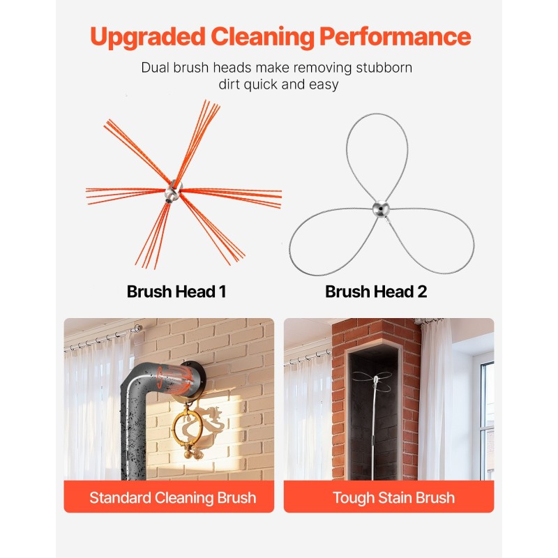 Savupiipun puhdistussarja joustavat nailontangot yhdeksän metriä kaksinkertainen harjapää suojalasit