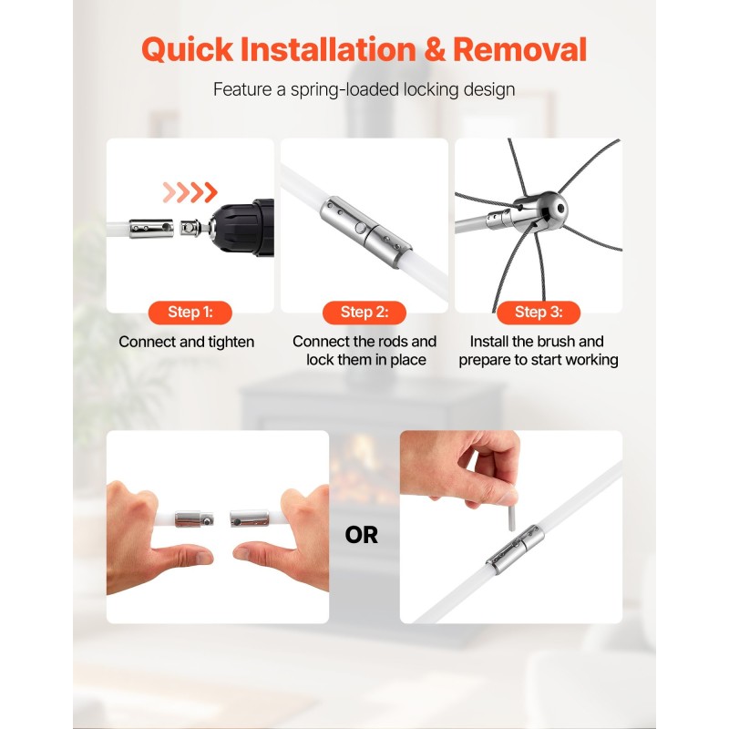 Savupiipun puhdistussarja joustavat nailontangot yhdeksän metriä kaksinkertainen harjapää suojalasit