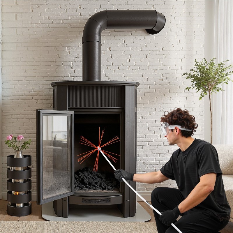 Savupiipun puhdistussarja joustavat nailontangot yhdeksän metriä kaksinkertainen harjapää suojalasit