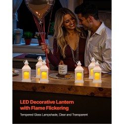 Liekittömät LED koristelyhdyt 12 kpl valkoinen muovi karkaistu lasi korkeus 240 mm