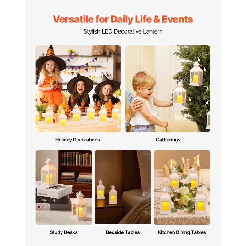 Liekittömät LED koristelyhdyt 12 kpl valkoinen muovi karkaistu lasi korkeus 240 mm