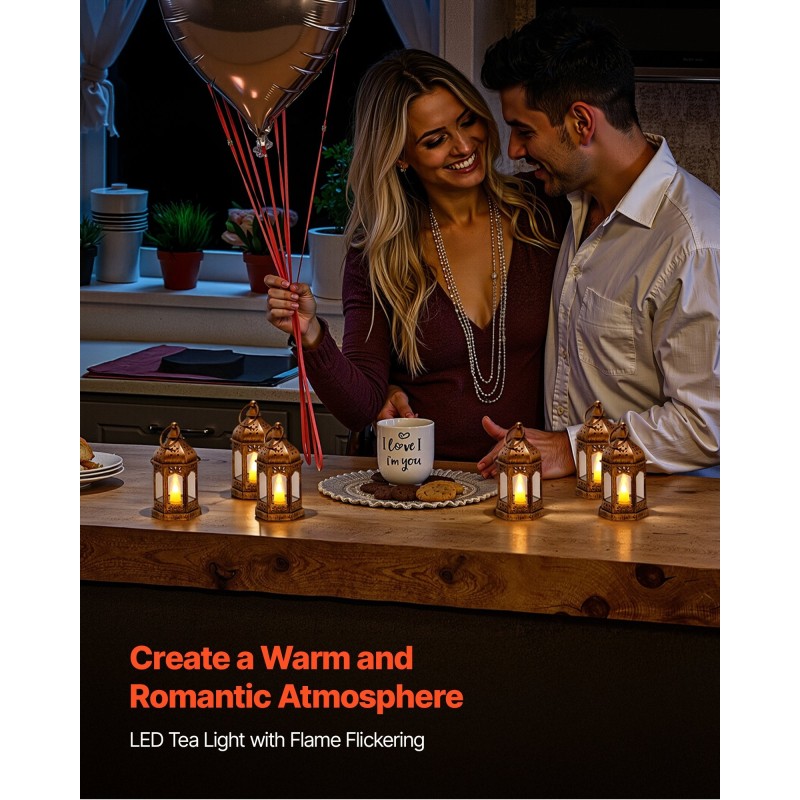 LED-kynttilälyhdyt 12 kpl pronssinvärinen muovi 128 mm ripustusrengas sisäkäyttöön