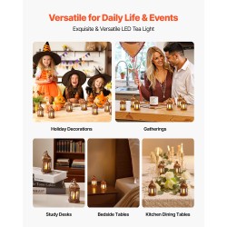 LED-kynttilälyhdyt 12 kpl pronssinvärinen muovi 128 mm ripustusrengas sisäkäyttöön