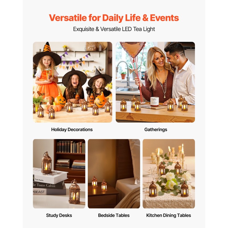 LED-kynttilälyhdyt 12 kpl pronssinvärinen muovi 128 mm ripustusrengas sisäkäyttöön