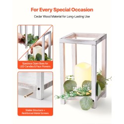 Puumaiset pöytälyhdyt setripuu 12 kpl liekittömillä LED kynttilöillä eukalyptusseppeleillä