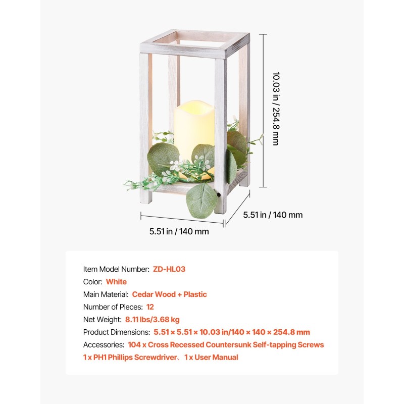 Puumaiset pöytälyhdyt setripuu 12 kpl liekittömillä LED kynttilöillä eukalyptusseppeleillä