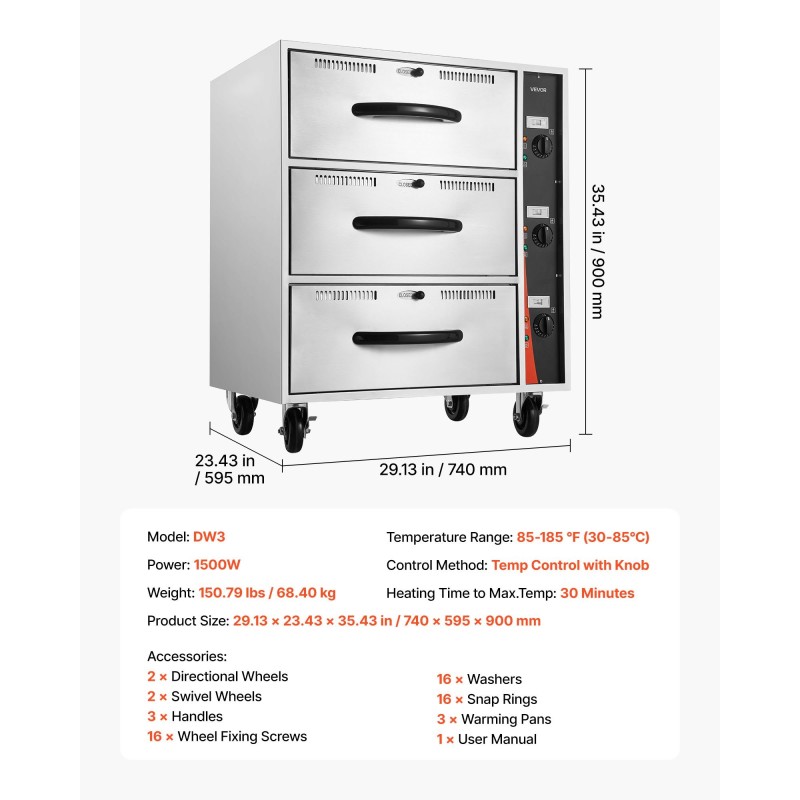 Kolmeosainen lämmityslaatikko ruostumattomasta teräksestä ammattikeittiöön ja cateringkäyttöön