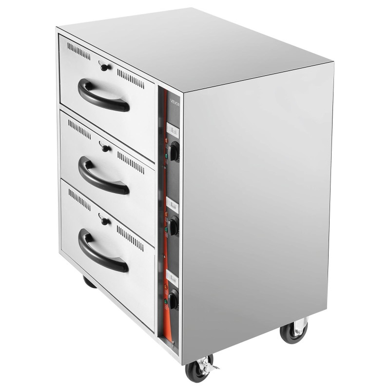 Kolmeosainen lämmityslaatikko ruostumattomasta teräksestä ammattikeittiöön ja cateringkäyttöön