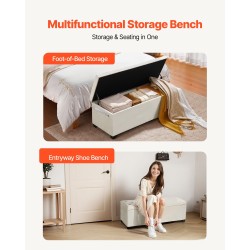 Säilytyspenkki monikäyttöinen metallirunko pellavatyylinen verhoilu beige 110 x 40 x 40 cm