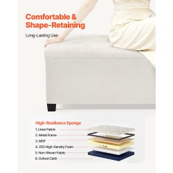 Säilytyspenkki monikäyttöinen metallirunko pellavatyylinen verhoilu beige 110 x 40 x 40 cm