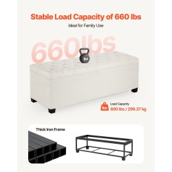 Säilytyspenkki monikäyttöinen metallirunko pellavatyylinen verhoilu beige 110 x 40 x 40 cm