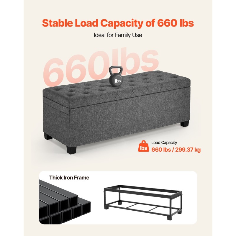 Säilytyspenkki metallirunkoinen istuin käännettävällä kannella 110 cm leveä 40 cm syvä