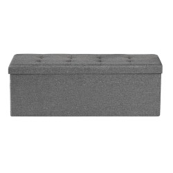 Säilytysrahi verhoiltu pellavamainen kangas taitettava 110 cm harmaa kääntyvä kansi