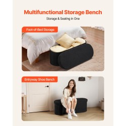 Taitettava säilytyspenkki teddy-verhoilu tilava säilytystila 1100 x 380 x 380 mm