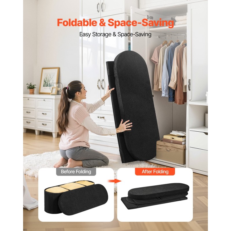 Taitettava säilytyspenkki teddy-verhoilu tilava säilytystila 1100 x 380 x 380 mm