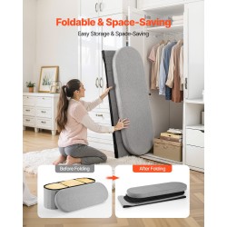 Taitettava säilytyspenkki teddyfleece-verhoilu 1100x380x380 mm harmaa istuin ja säilytystila