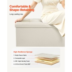 Taittuva säilytysrahi pellavakankainen verhoilu beige sivutaskuilla 110x38x38 cm