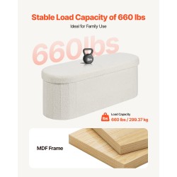 Kokoontaitettava pehmustettu säilytysrahi beige 110 x 38 x 38 cm