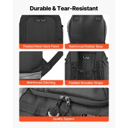 Laskettelumonolaukku 70L 1680D Oxford-kangas vedenpitävä musta EVA-pehmustettu selkäpaneeli