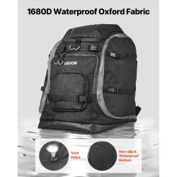 Laskettelumonolaukku 70L 1680D Oxford-kangas vedenpitävä musta EVA-pehmustettu selkäpaneeli