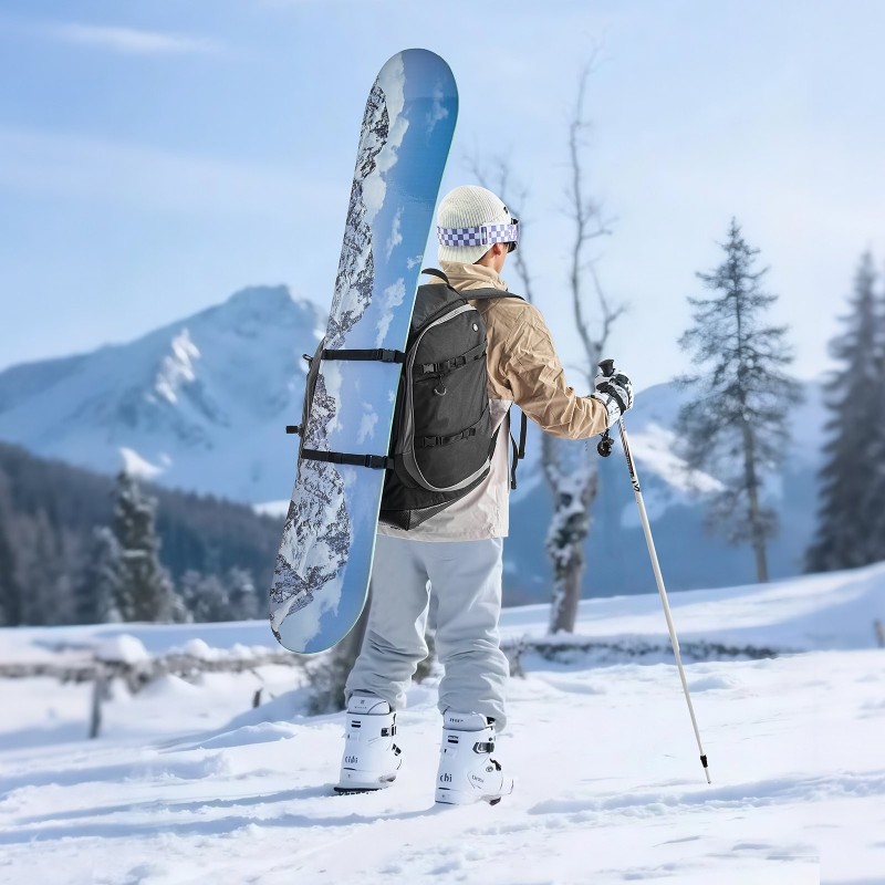 Laskettelumonolaukku 70L 1680D Oxford-kangas vedenpitävä musta EVA-pehmustettu selkäpaneeli
