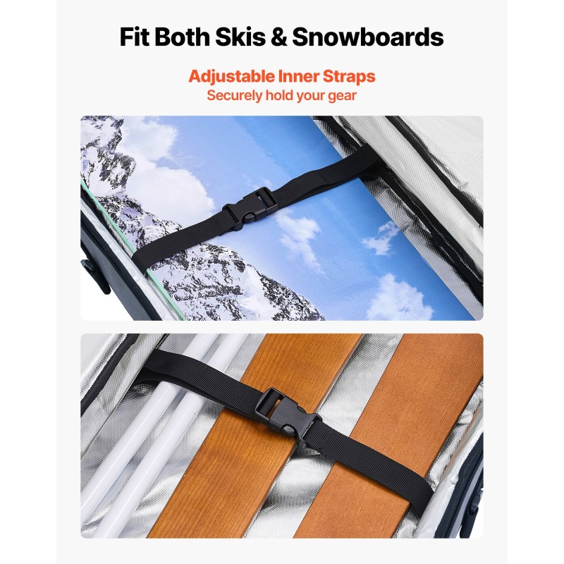 Lumilautalaukku ja suksilaukku 600D vedenpitävä Oxford kangas 165 cm