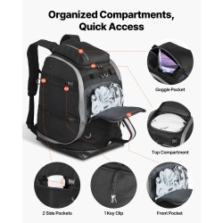 Laskettelumonoreppu lumilautakengille 65L 1680D Oxford-kangas vesitiivis musta