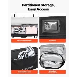 Rullalaukku suksille ja lumilaudalle 600D vedenpitävä 190 cm pyörällinen musta