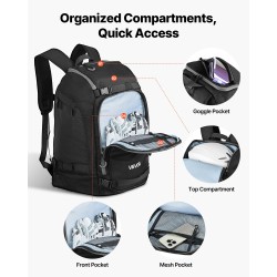 Suksikenkäreppu 55L 1680D Oxford-kangas vedenpitävä pohja sukset ja lauta