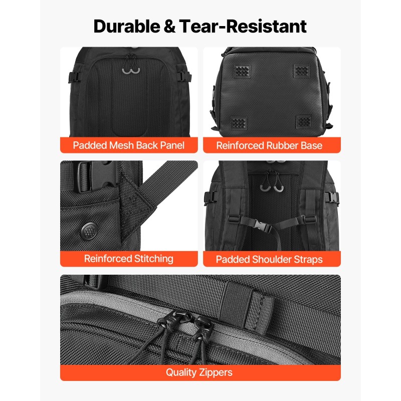 Suksikenkäreppu 55L 1680D Oxford-kangas vedenpitävä pohja sukset ja lauta