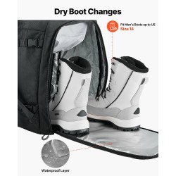 Suksikenkäreppu 55L 1680D Oxford-kangas vedenpitävä pohja sukset ja lauta