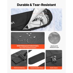 Pehmustettu laskettelulaukku 600D vedenpitävä oxford-kangas 165 cm suksille ja lumilaudalle musta