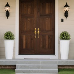 Tekokypressipuut 2 kpl 406 mm säänkestävä polyeteenilehdistö eukalyptus- ja ruostumaton teräsrunko