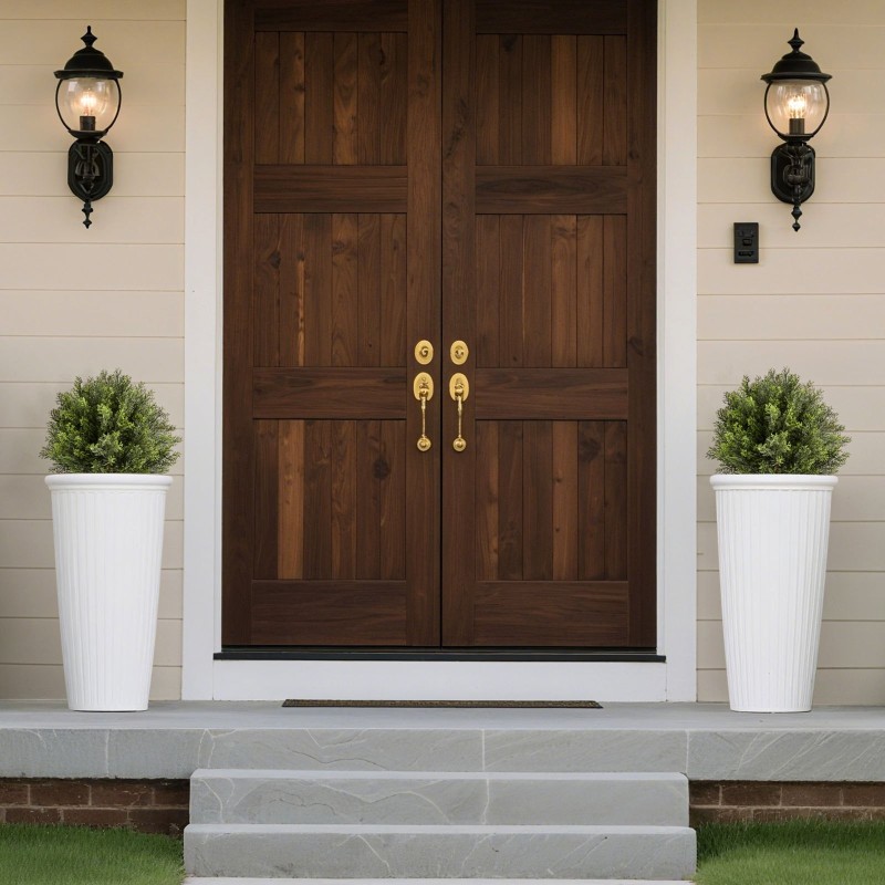 Tekokypressipuut 2 kpl 406 mm säänkestävä polyeteenilehdistö eukalyptus- ja ruostumaton teräsrunko