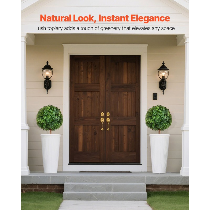 Keinotekoiset puksipuut 2 kpl polyeteenilehdet eukalyptus ja ruostumaton teräsrunko 686 mm korkea