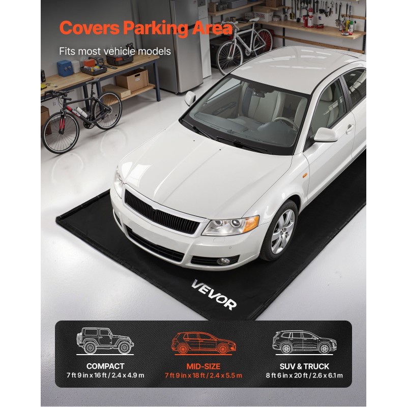 Autotallin vesitiivis PVC-muovinen suojamatto 2,4 x 5,5 m korotetuilla reunoilla mukana harja