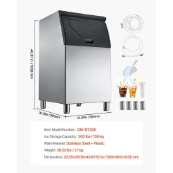 Kaupallinen jääsäiliö ruostumatonta terästä 136 kg kapasiteetti automaattinen tyhjennys LSB250