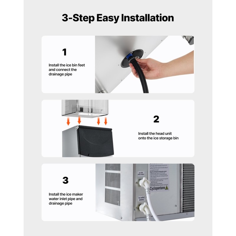 Kaupallinen jääsäiliö sata kolmetoista kilogramman kapasiteetilla ruostumatonta terästä ammattikeittiöille