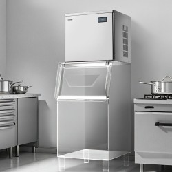 Kaupallinen jääpalakoneen yläosa valmistettu ruostumattomasta teräksestä 204 kiloa päivässä älykäs ohjauspaneeli