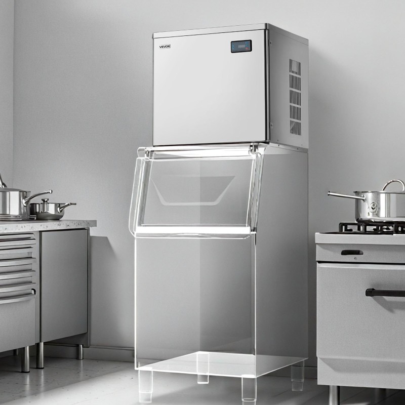 Kaupallinen jääpalakoneen yläosa valmistettu ruostumattomasta teräksestä 204 kiloa päivässä älykäs ohjauspaneeli