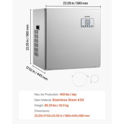 Jääpalakoneen pääyksikkö 181 kg päivässä ruostumaton teräs älykäs ohjauspaneeli itsepuhdistus ammattikäyttöön