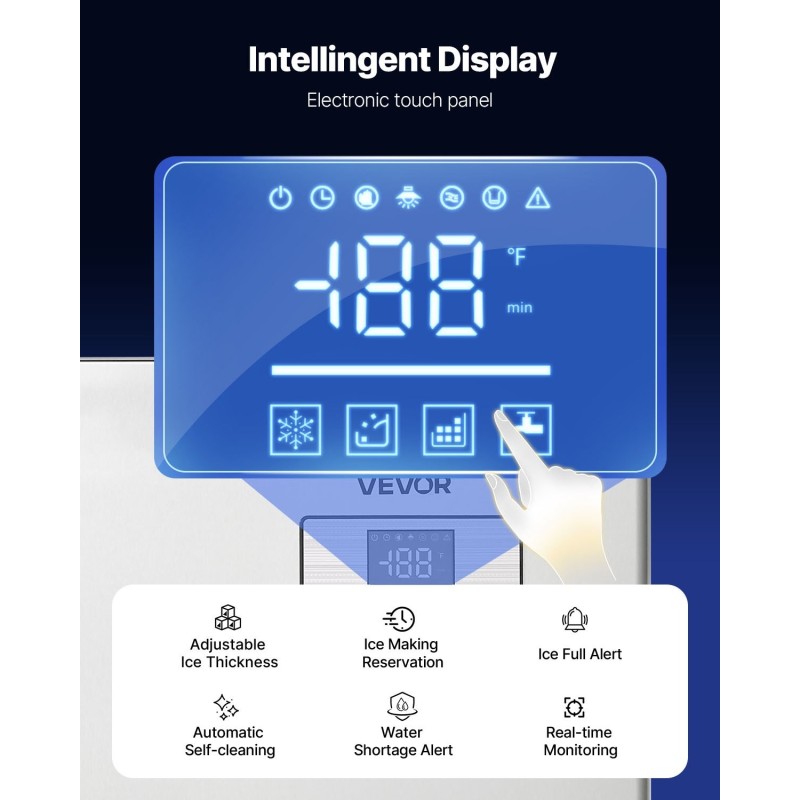 Kaupallinen jääkoneen pääyksikkö ruostumaton teräs 430 250 kg päivässä älyohjaus itsepuhdistus