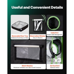 Sisäkasviteltta 60x60x180 cm 600D Oxford-kangas heijastavalla polyesterikalvolla