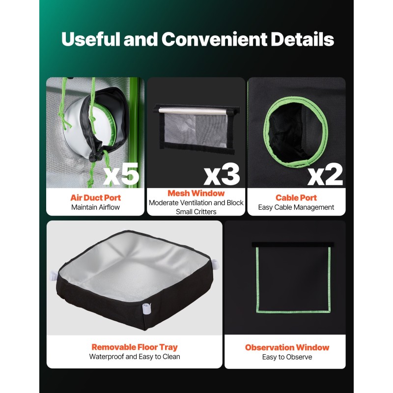 Sisäkasviteltta teräsrunko 600D Oxford-kangas heijastava polyesterikalvo 100x100x200 cm sisäkasvatukseen